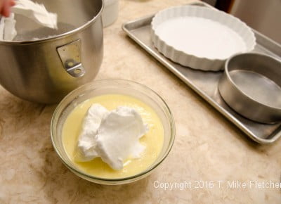 Egg whites in batter for Lemon Raspberry Pudding Cake