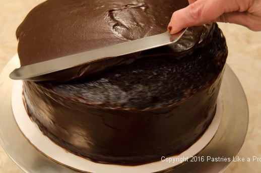 Smoothing top ganache for the Why, When and How to Undercoat a Cake
