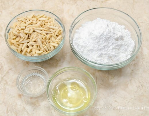 Ingredients for almond paste