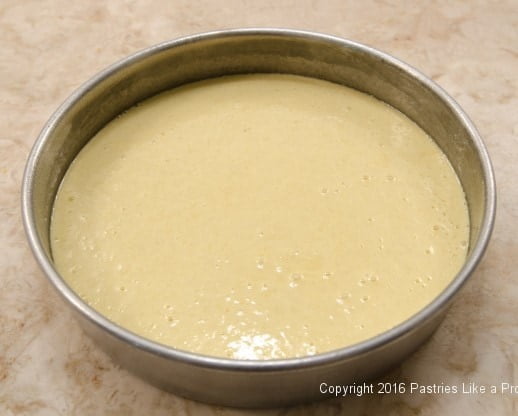 Batter in pan for the Orange Almond Teacake