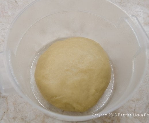 Dough in container for the Chocolate Babke