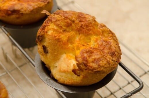 A perfectly baked popover for the Bacon and Cheese Popovers