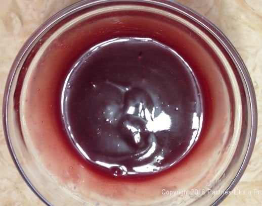 Cornstarch and jam mixed for Chocolate Raspberry Pop Tarts