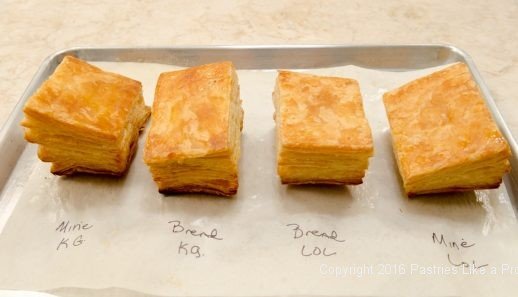 Bottoms of puff pastry for American vs. Europen Butter
