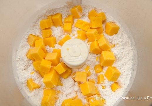 Cheese in processor for the Cheddar Pecan Shortbreads