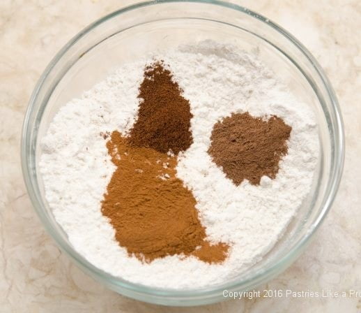 Flour and spices for Triple Ginger Crisps