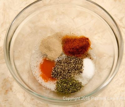 Spices and liquids for the Hot Peppered Pecans