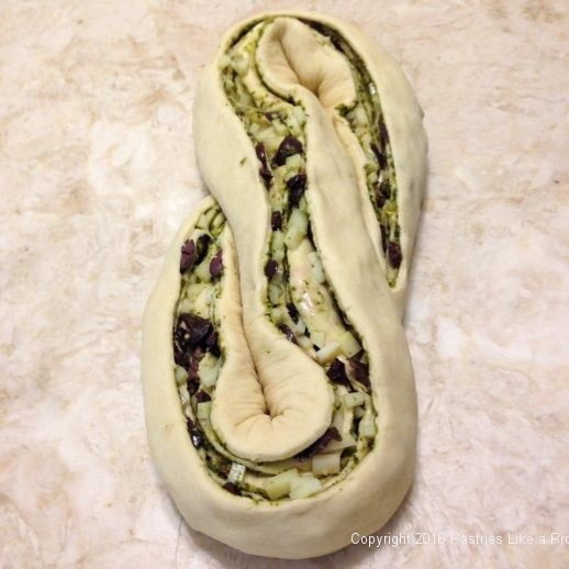 Dough shaped for Stuffed Italian Bread
