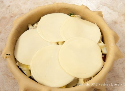 Second layer of provolone for the Torta Rustica
