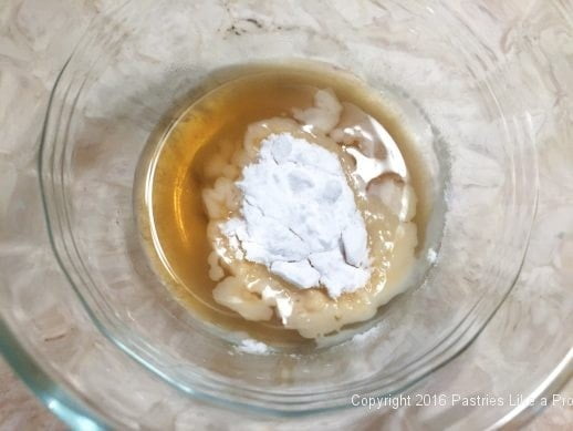 Balsamic vinegar and starch for the Honey Thyme Apple Tart