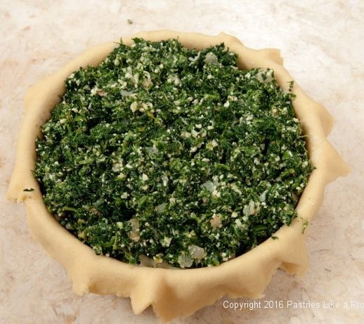 Top layer of Spinach filling for the Torta Rustica