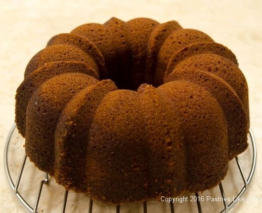 Turned out of pan for the Lemon Rum Bundt Cake
