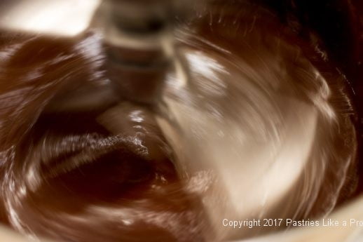 Batter mixing for the Decadent Gluten Free Turtle Cake