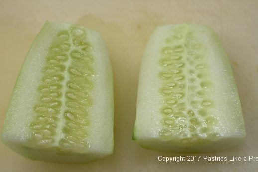 Cucumbers cut in half for International Flatbreads