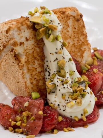 Toasted Angel Food Cake with Roasted Strawberries