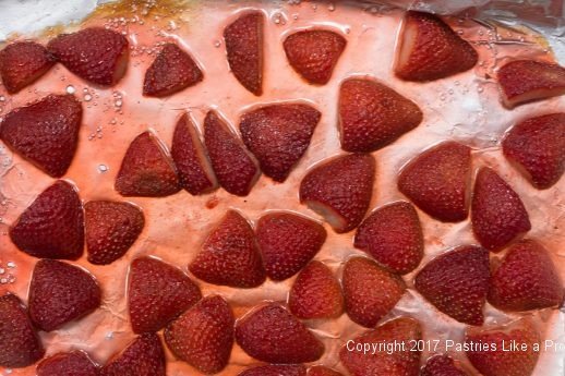 Roasted Strawberries on a pan for Toasted Angel Food Cake