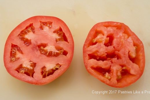 Seeded and Juiced Tomatoes for International flatbreads