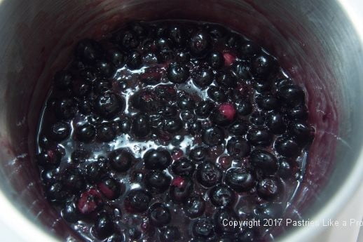 Cooked filling for the Streusel Topped Blueberry Cobbler