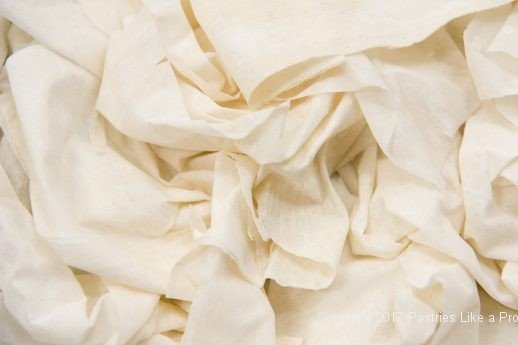 Crumpled phyllo for the Greek Orange Yogurt Cake