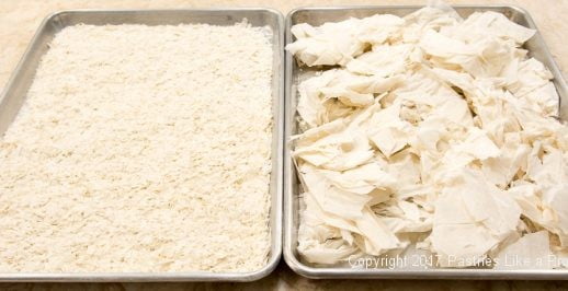 Crushed and dried phyllo for the Greek Orange Yogurt Cake