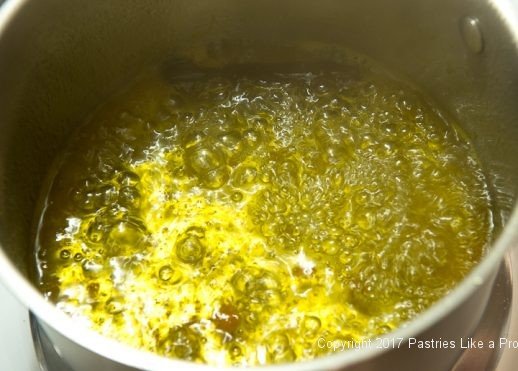 syrup boiling for the Greek Orange Yogurt Cake 