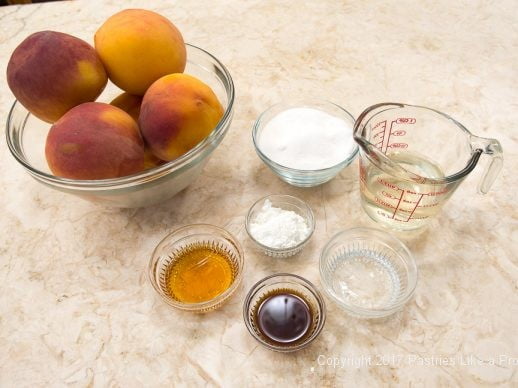 Ingredients for White Wine Amaretto Peach Sauce