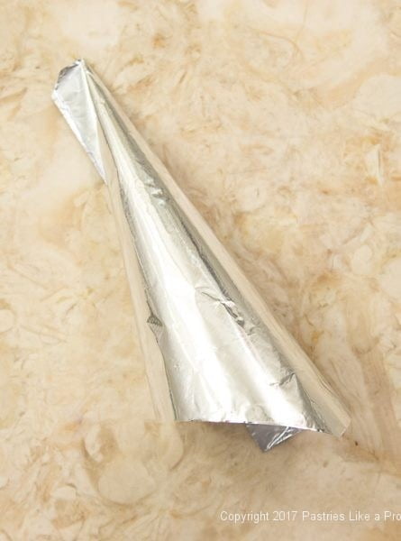 Cone wrapped in foil for Chocolate Marshmallow Cream Horns