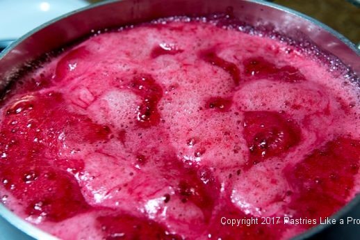 Jam boiling for Scones with Cranberry and Strawberry Jam 