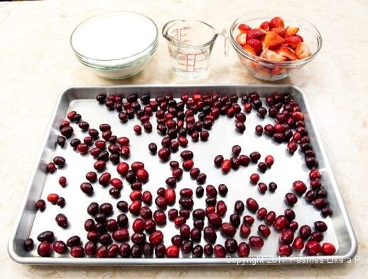 Jam ingredients for Scones with Cranberry Strawberry Jam