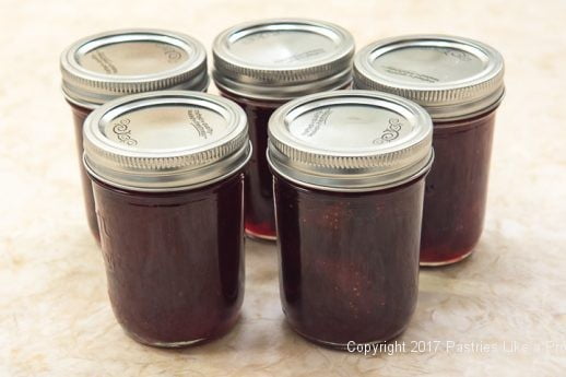 Jars of jam for Scones with Cranberry and Strawberry Jam