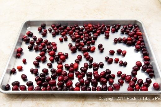 Cranberries picked over for Scones with Cranberry Strawberry Jam