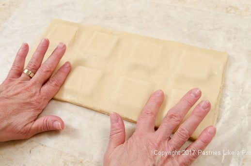 Shaping the ravioli for Peppermint Ravioli Cookies