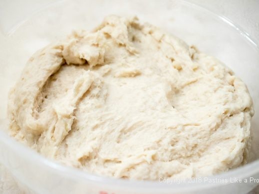 Finished dough in container for the Chocolate Spiced Coffee Cake