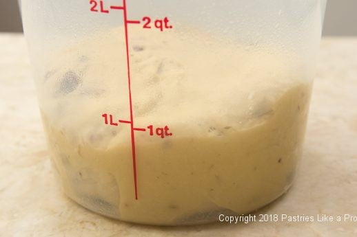Dough in container to rise for the Easter Bread