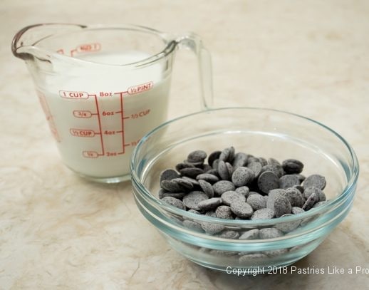 Ganache ingredients for Raspberries and Cream Cake