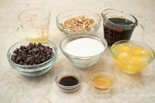 Ingredients for the Chocolate Cashew Derby Pie