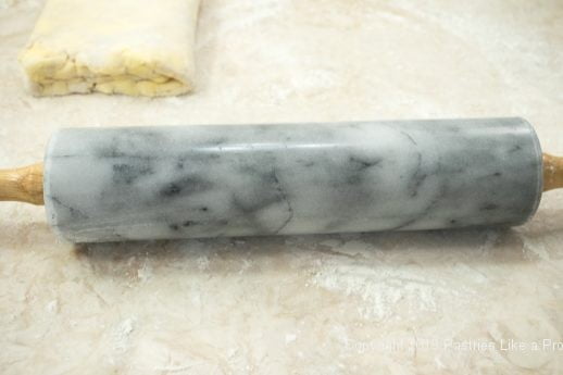 Cleaned rolling pin for Pithiviers made with Blitz Puff Pastry
