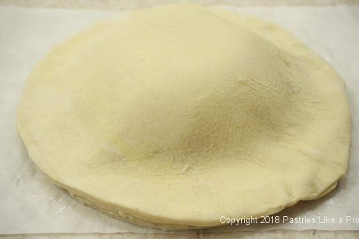 Top layer of puff pastry on for Pithiviers made with Blitz Puff Pastry