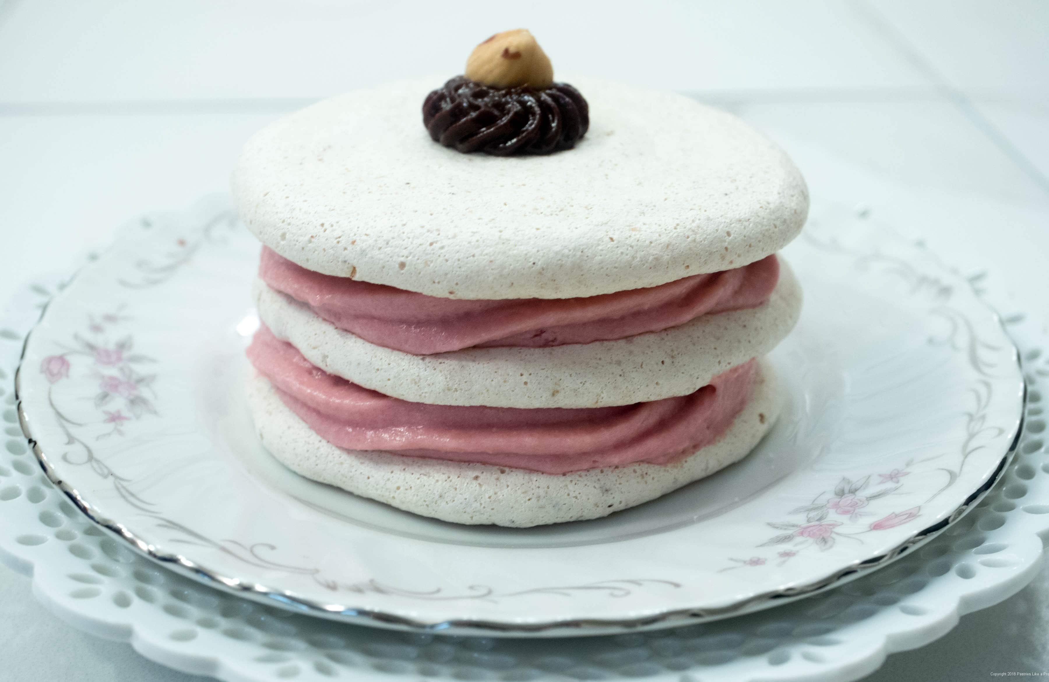Giant Macaron filled with Vanilla Pastry Cream and Swiss Meringue