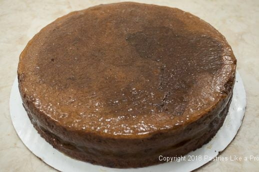 Cake covered with apricot jam for Viennese Chocolate Punchtorte