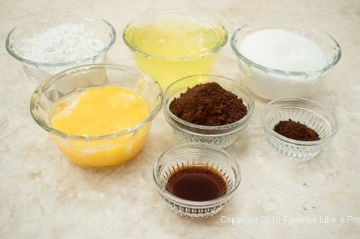 Spongecake ingredients for the Viennese Chocolate Punchtorte