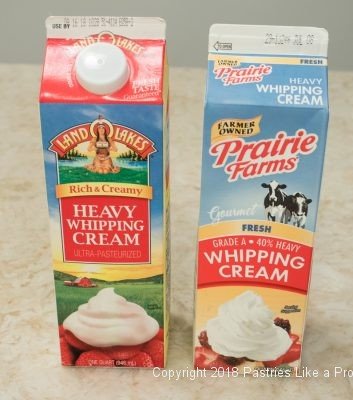 Containers of cream for Heavy Cream