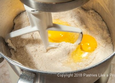 Eggs added to dough for Plum Dumplings
