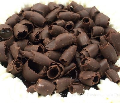 Chocolate curls on Black Forest Torte