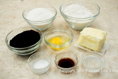 Ingredients for Almost Oreos with black onyx cocoa