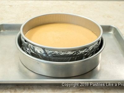 Pan on tray for Pumpkin Cheesecake