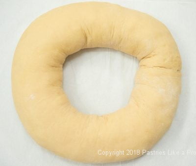 Shaped into circle for Pina Colada coffeecake