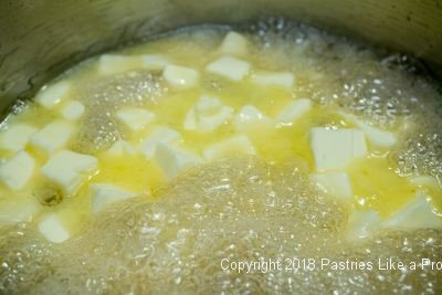 Butter added for the Salted Macadamia Rum Toffee, Rum Toffee Recipe