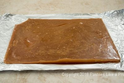 Toffee out of pan for Salted Macadamia Rum Toffee, Rum Toffee Recipe