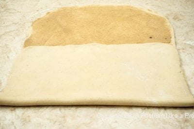 Bottom folded up for Cardamom Yeast Rolls